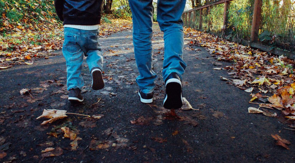 dad, son, walking